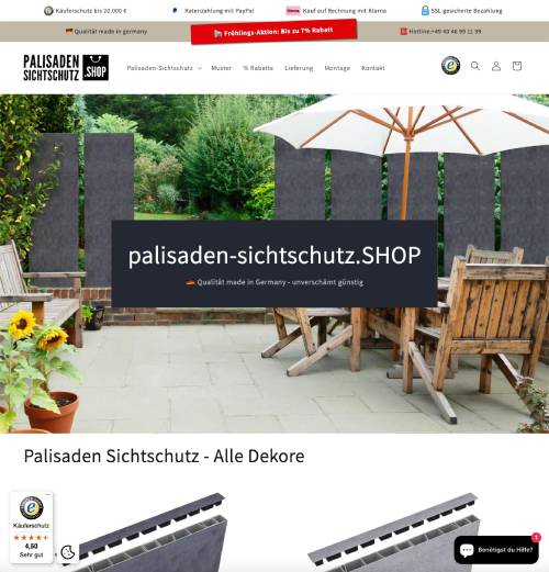palisaden-sichtschutz.SHOP Screenshot